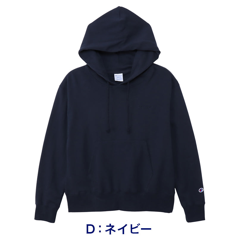 Champion チャンピオン パーカー レディース 裏毛 綿混 ライトウェイト フーデッドスウェット 長袖 ロゴ刺繍 ゆったり スウェット トップス フーディー M・L・XL カジュアル 普段着 春 秋 冬 重ね着 アメリカ綿 リサイクルポリエステル シンプル ス