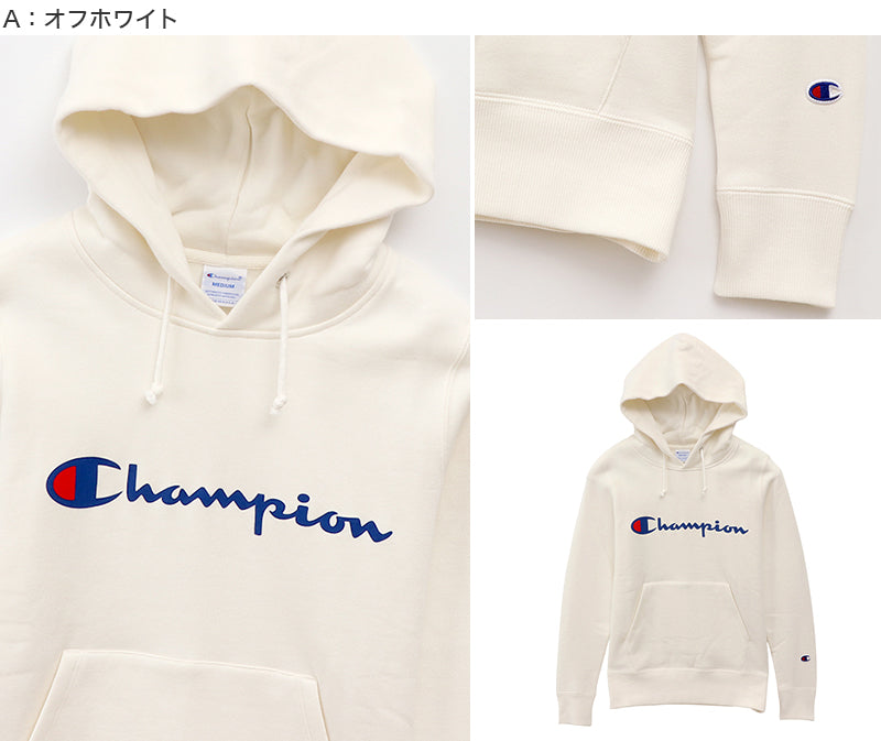 Champion レディース プルオーバー スウェットパーカー M・L (ロゴプリント チャンピオン ブランド ベーシック) (送料無料) (在庫限り)