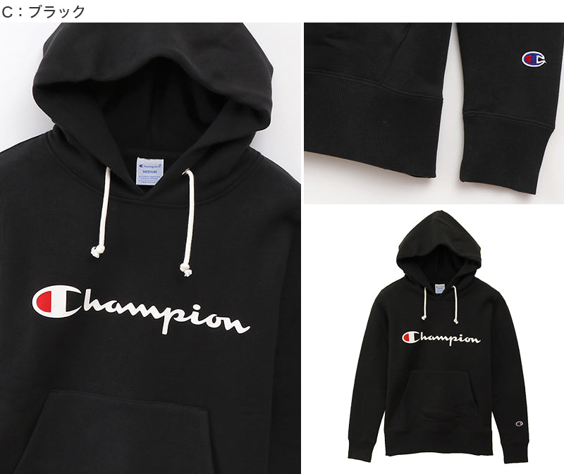 Champion レディース プルオーバー スウェットパーカー M・L (ロゴプリント チャンピオン ブランド ベーシック) (送料無料) (在庫限り)