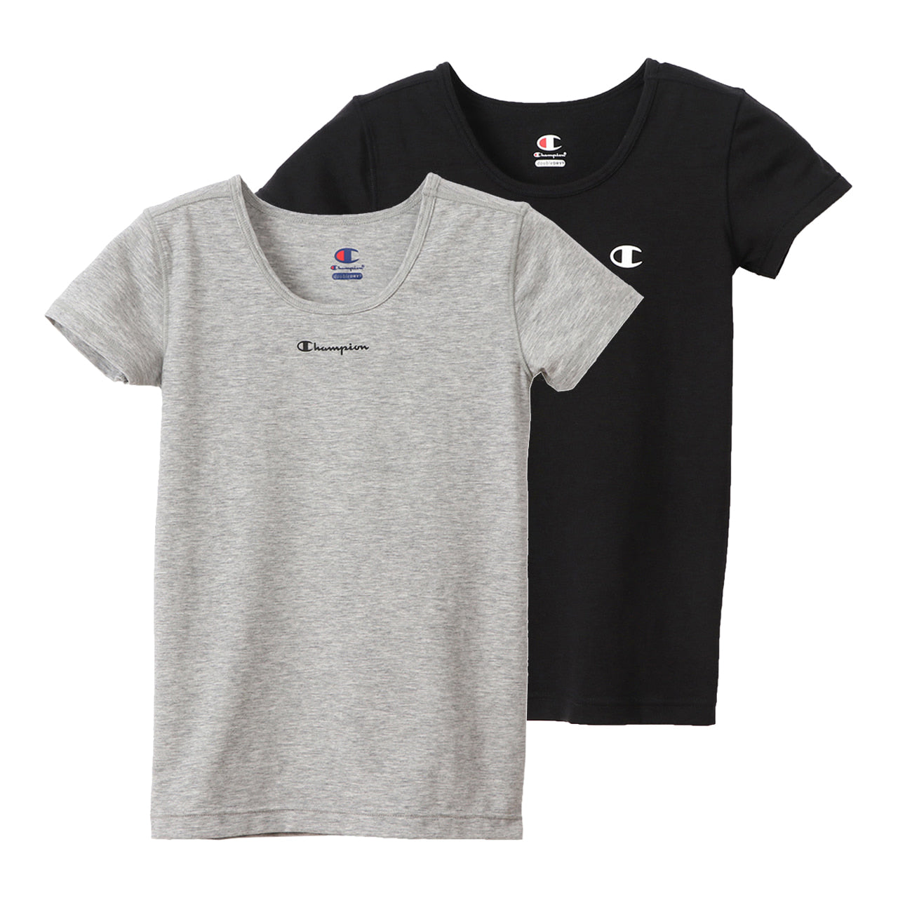 チャンピオン キッズ 半袖シャツ 2枚組 120cm～140cm (Champion ジュニア Tシャツ クルーネック 男の子 男児 130 黒 迷彩 ブラック) (在庫限り)