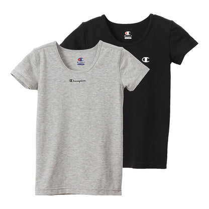 チャンピオン キッズ 半袖シャツ 2枚組 120cm～140cm (Champion ジュニア Tシャツ クルーネック 男の子 男児 130 黒 迷彩 ブラック) (在庫限り)