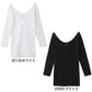 ヘインズ インナー レディース 長袖 シャツ 襟ぐり 広め フリーサイズ (下着 tシャツ 9分袖 白 黒 無地 綿混 コットン ストレッチ hanes) (在庫限り)