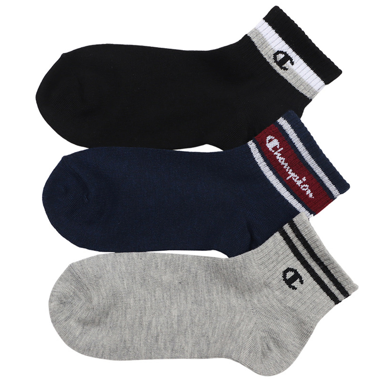 チャンピオン 靴下 キッズ ソックス 3足 セット ショート ジュニア 男の子 女の子 スポーツ ロゴ 19-24cm (champion まとめ買い スニーカーソックス ワンポイント 綿素材 子供 男子 女子 ジュニア)