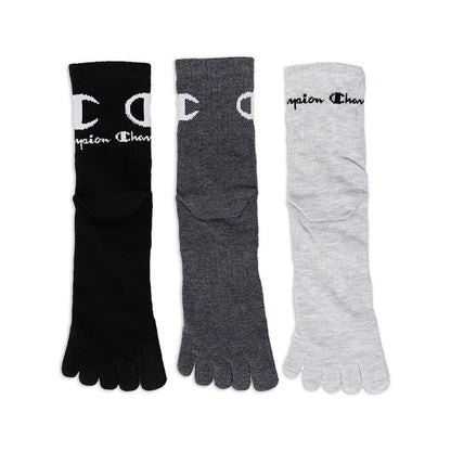 チャンピオン 5本指ロークルーソックス 3足組 25-27cm (Champion 五本指 靴下 ソックス ショートソックス クルーソックス メンズ) (在庫限り)
