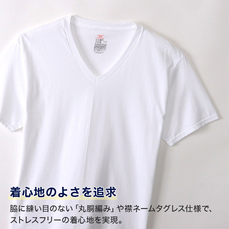 ヘインズ メンズ Tシャツ Vネック インナー 半袖 綿 3枚組 M～LL Hanes 綿100 インナーシャツ アンダーウェア 肌着 下着 男性 無地 v首 コットン