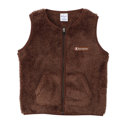 キッズ ボア ジャケット ベスト 袖なし フリース 子供 チャンピオン 100cm～160cm (子供服 男の子 女の子 冬 トップス 上着 羽織り もこもこ ユニセックス) (在庫限り)