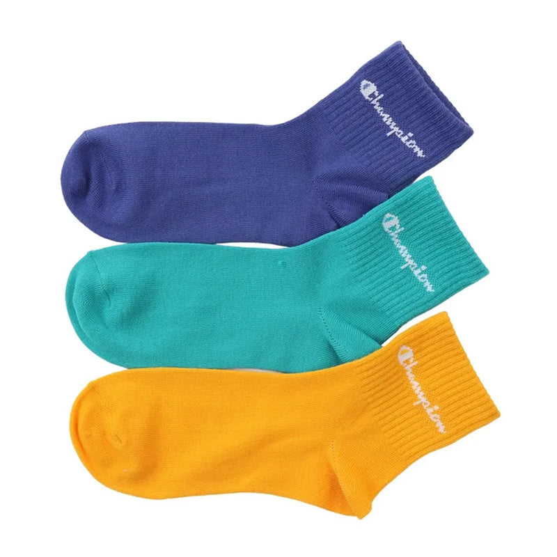 チャンピオン 靴下 レディース 綿混 クォーターレングス ソックス 3足組 ワンポイント 23-25cm (champion 女子 女の子 女性 ショートソックス 3足セット 靴下)