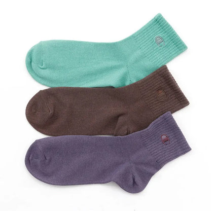 チャンピオン 靴下 レディース 綿混 クォーターレングス ソックス 3足組 ワンポイント 23-25cm (champion 女子 女の子 女性 ショートソックス 3足セット 靴下)