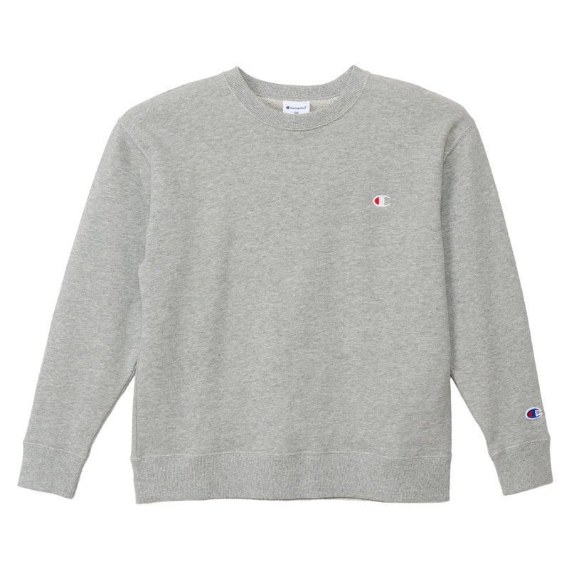 Champion チャンピオン キッズ スウェット トレーナー 綿100% 裏毛 クルーネック 丸首 長袖 フレンチテリー ロゴ刺繍 ワンポイント 子供 子ども ジュニア 男の子 女の子 100cm～160cm ユニセックス トップス 通学 普段着 部屋着 ルームウェア 春 秋