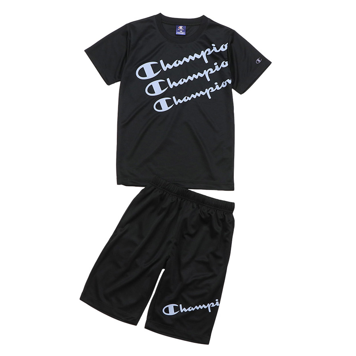 チャンピオン Tシャツ パンツ 上下 セットアップ キッズ 男の子 こども スポーツウェア トレーニングウェア ロゴ ブランド 黒 紺色 白 赤 130cm～160cm champion 130 140 150 160 トップス ボトムス ボーイズ 子供 子ども (在庫限り)