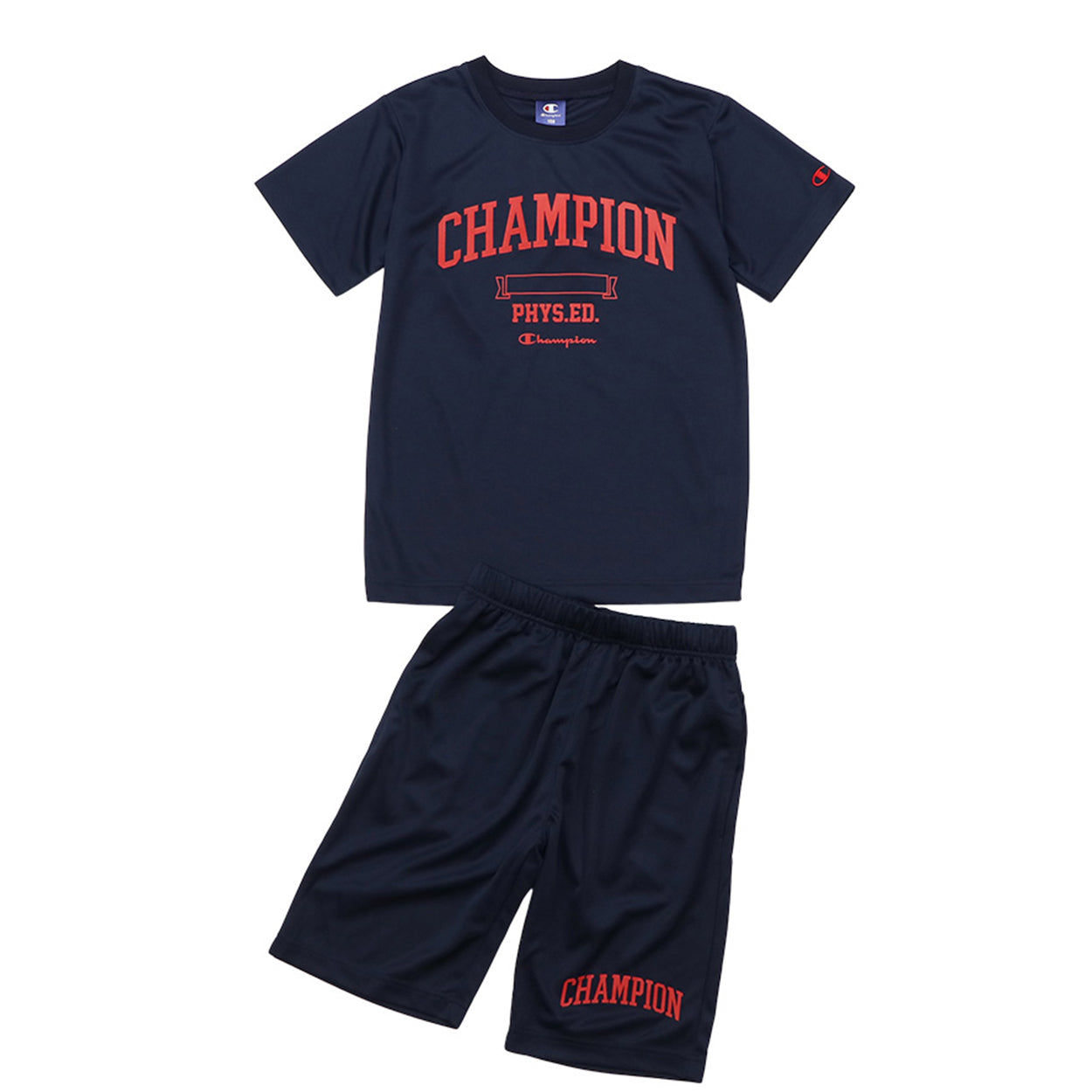 チャンピオン Tシャツ パンツ 上下 セットアップ キッズ 男の子 こども スポーツウェア トレーニングウェア ロゴ ブランド 黒 紺色 白 赤 130cm～160cm champion 130 140 150 160 トップス ボトムス ボーイズ 子供 子ども (在庫限り)