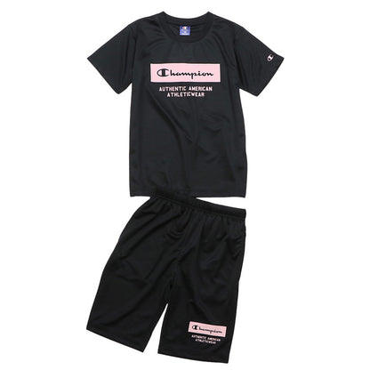 キッズ 女の子 tシャツ ハーフパンツ 上下セット 半袖 短パン 半ズボン 130cm～160cm champion 130 140 150 160 吸汗速乾 スポーツ 子供 チャンピオン (在庫限り)