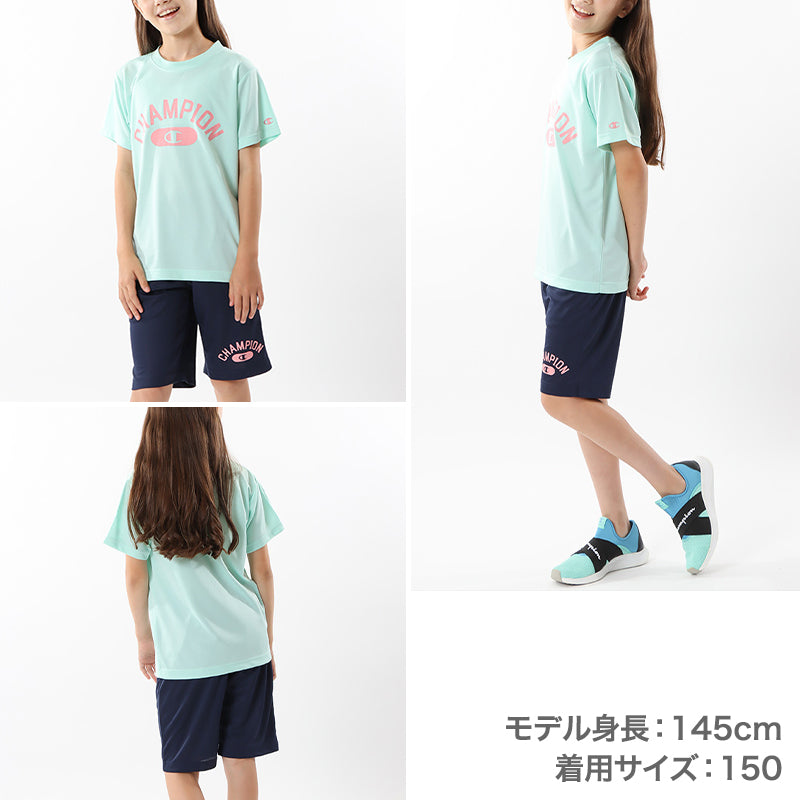 キッズ 女の子 tシャツ ハーフパンツ 上下セット 半袖 短パン 半ズボン 130cm～160cm champion 130 140 150 160 吸汗速乾 スポーツ 子供 チャンピオン (在庫限り)