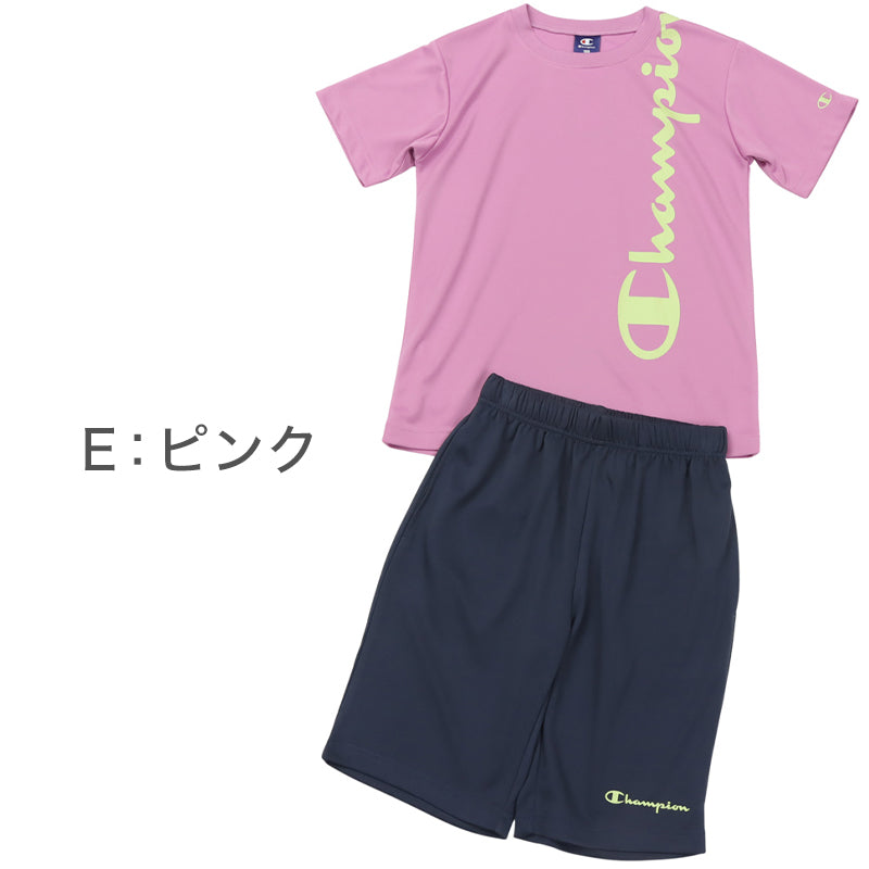Champion キッズ セットアップ 女の子 Tシャツ ショートパンツ 上下セット キッズスポーツウェア 子供 速乾Tシャツ キッズジャージ 半袖Tシャツ ハーフパンツ 120cm～160cm ガールズスポーツウェア 子供スポーツウェア 運動着 部屋着 ルームウェア カジュアル 夏服