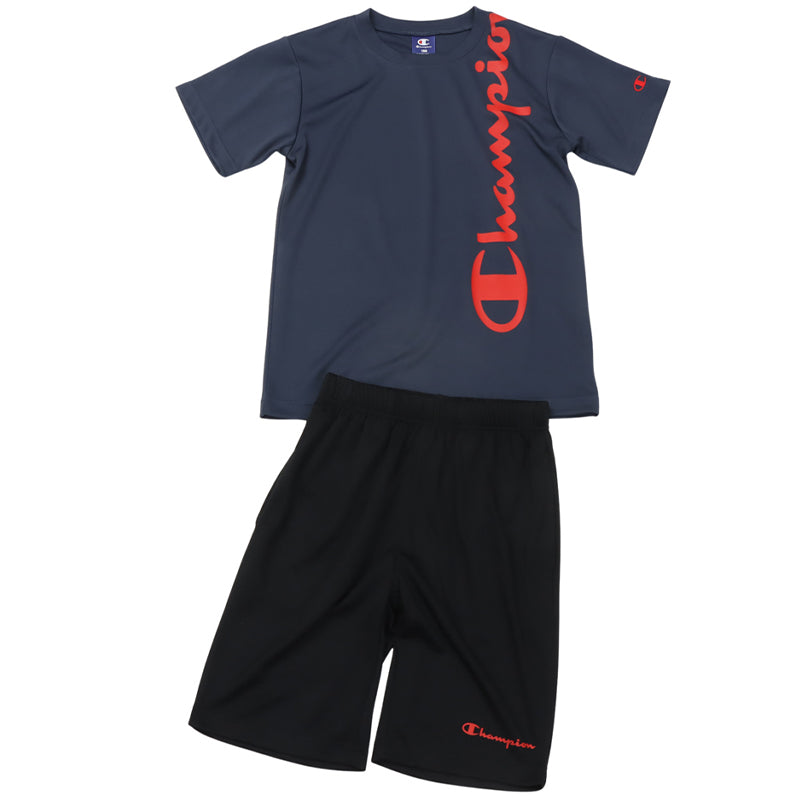Champion キッズ セットアップ 女の子 Tシャツ ショートパンツ 上下セット キッズスポーツウェア 子供 速乾Tシャツ キッズジャージ 半袖Tシャツ ハーフパンツ 120cm～160cm ガールズスポーツウェア 子供スポーツウェア 運動着 部屋着 ルームウェア カジュアル 夏服