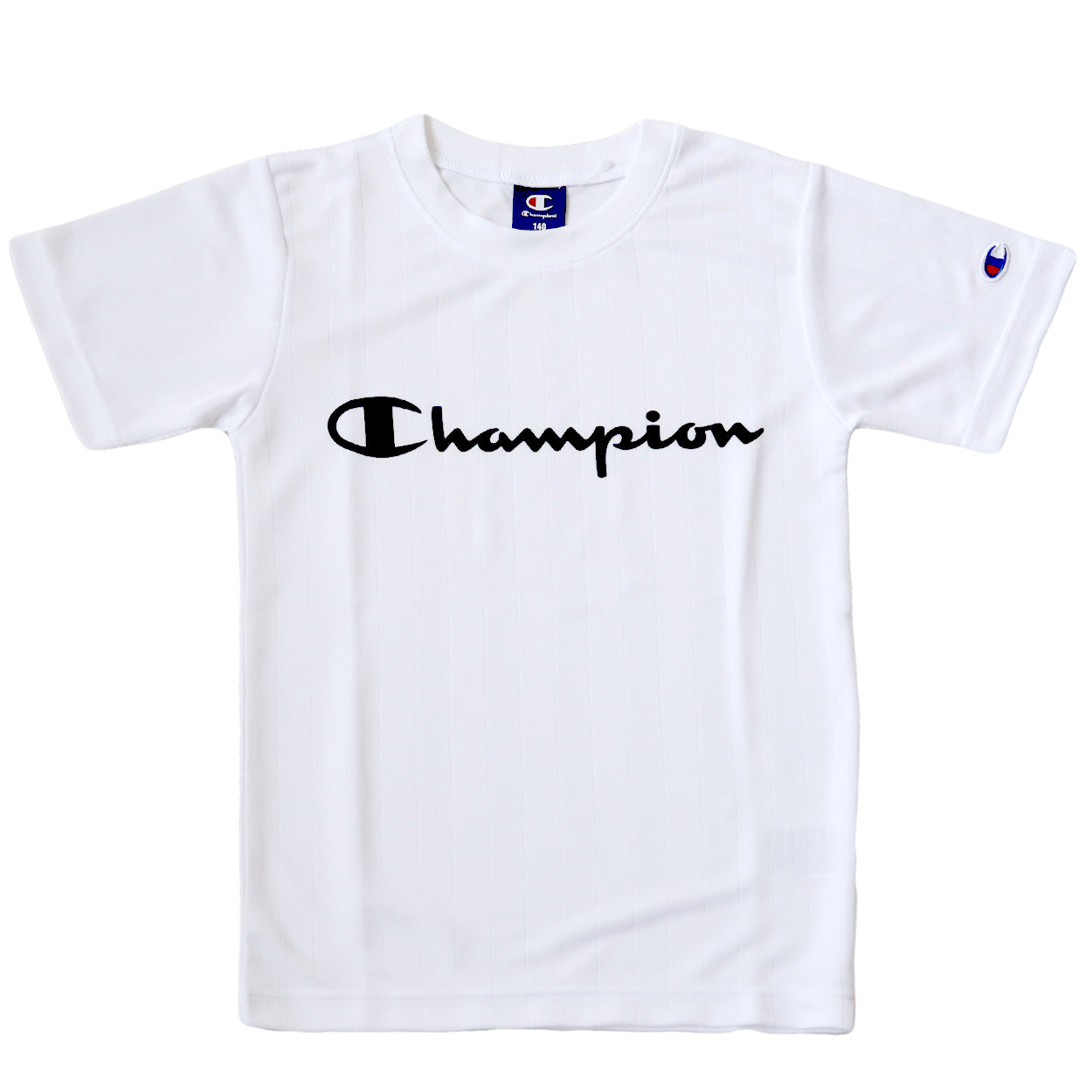 チャンピオン Tシャツ キッズ こども 半袖 スポーツ 吸水速乾 ロゴ ブランド 黒 白 青 紫 110cm～160cm champion トップス ボーイズ 子供 子ども 男の子 女の子 (在庫限り)