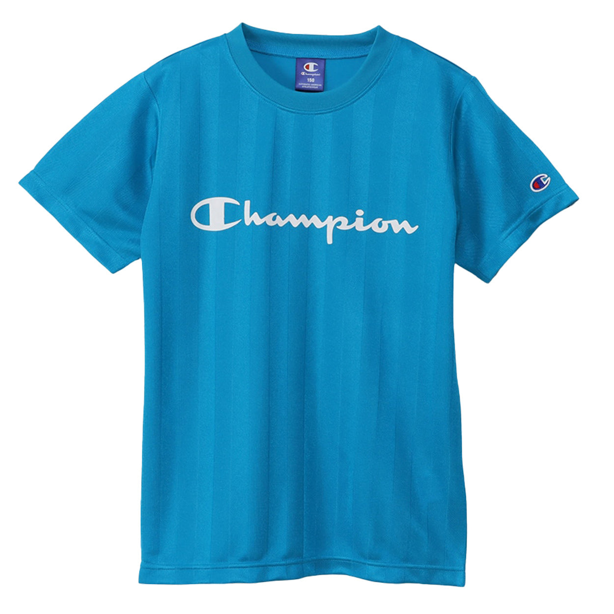 チャンピオン Tシャツ キッズ こども 半袖 スポーツ 吸水速乾 ロゴ ブランド 黒 白 青 紫 110cm～160cm champion トップス ボーイズ 子供 子ども 男の子 女の子 (在庫限り)