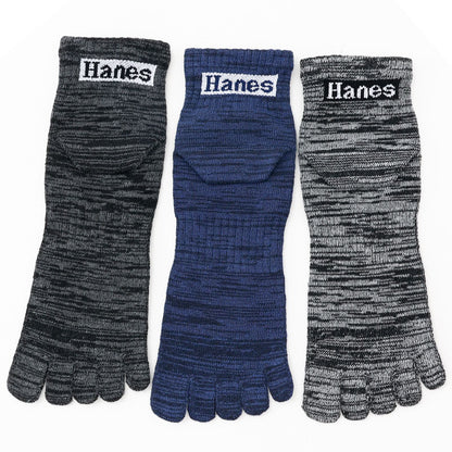 ヘインズ 5本指ソックス メンズ 3足組 靴下 ショートレングス ノンパイル コットン 25-27cm hanes 紳士 五本指 くつ下 25cm 25.5cm 26cm 26.5cm 27cm 綿混
