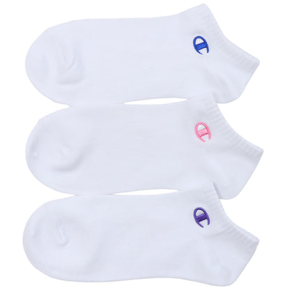チャンピオン ソックス レディース 3足組 くるぶし 靴下 ワンポイント ロゴ かわいい コットン 黒 白 23-25cm champion 女性 婦人 靴下 23 23.5 24 24.5 25 綿混