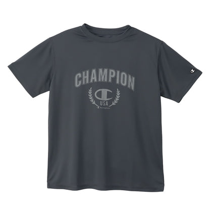 Champion Tシャツ メンズ 半袖 紳士 ウエア シャツ トップス M L XL 吸汗 速乾 抗菌 防臭 紫外線 反射材 ロゴ シンプル ジム (在庫限り)