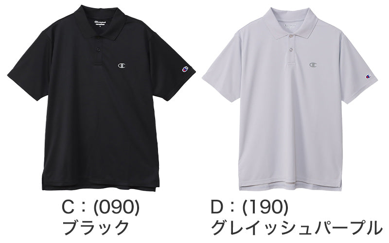 Champion ポロシャツ メンズ 半袖 紳士 ウエア シャツ トップス M L XL 吸汗 速乾 抗菌 防臭 紫外線 反射材 ロゴ シンプル ジム (在庫限り)