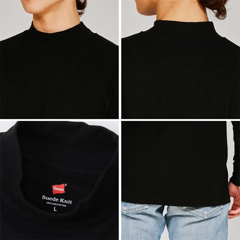 ヘインズ 長袖 シャツ 綿100% メンズ インナー tシャツ トップス 秋冬 裏起毛 ハイネック M L XL 暖かい あったか コットン インナーシャツ