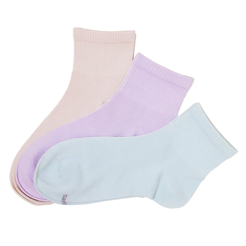 靴下 レディース 3足組 綿混 クォーターレングス ソックス ヘインズ hanes 23-25cm ショートソックス 3足セット 女子 女の子 女性 くつ下 カラー