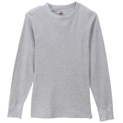 ヘインズ BEEFY ビーフィー メンズ サーマル クルーネック ロングスリーブ S～XL Hanes ワッフル生地 ヘビーウェイト トップス 長袖Tシャツ 男性 丈夫 無地 BEEFY-T