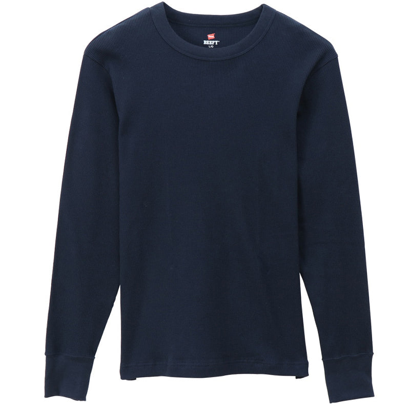 ヘインズ BEEFY ビーフィー メンズ サーマル クルーネック ロングスリーブ S～XL Hanes ワッフル生地 ヘビーウェイト トップス 長袖Tシャツ 男性 丈夫 無地 BEEFY-T