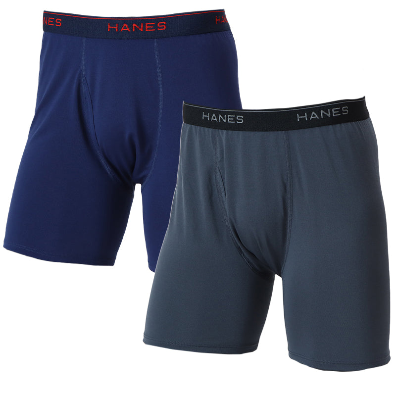 Hanes ボクサーパンツ メンズ 2枚組 ボクサーブリーフ 前開き 吸汗速乾 抗菌防臭 ストレッチ 男性下着 メンズ下着 M～LL ドライインナー 快適インナー アンダーウェア パンツ 男性インナー スポーツインナー ジム ランニング メンズパンツ ヘインズ