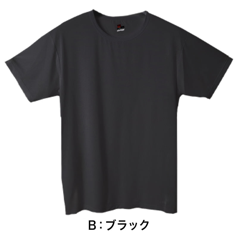 Tシャツ メンズ Hanes ヘインズ MOVES 半袖 クルーネック メッシュ 吸汗速乾 接触冷感 スポーツ インナー M～LL トレーニング ランニング ジム 涼しい 軽量 ストレッチ ナイロン