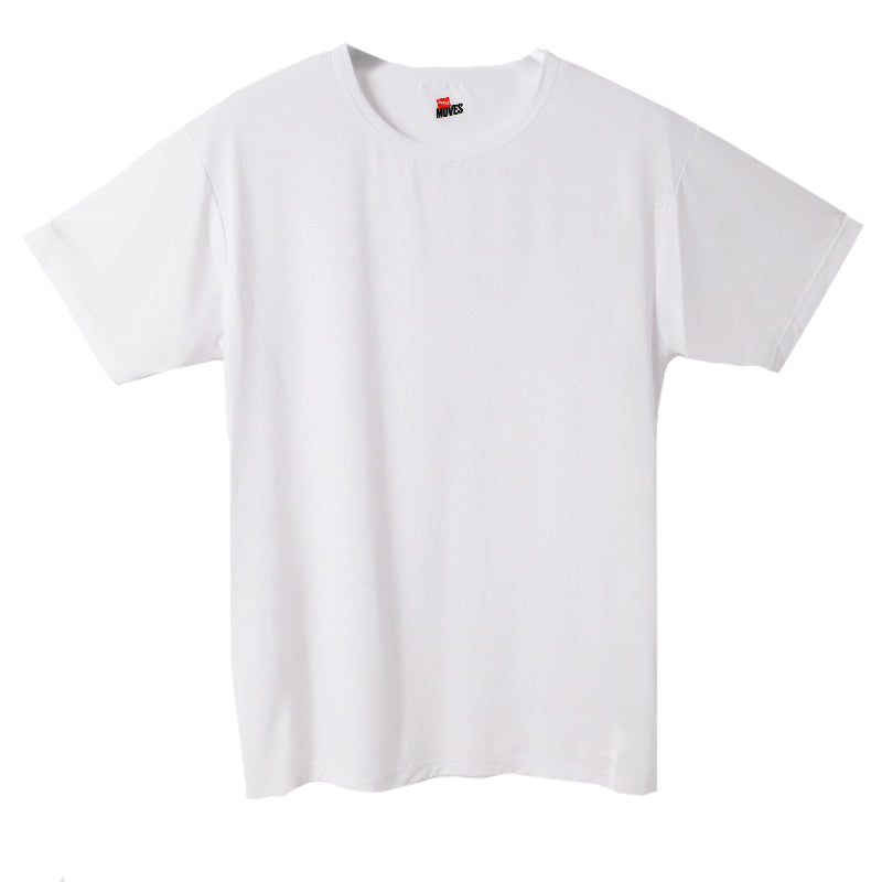 Tシャツ メンズ Hanes ヘインズ MOVES 半袖 クルーネック メッシュ 吸汗速乾 接触冷感 スポーツ インナー M～LL トレーニング ランニング ジム 涼しい 軽量 ストレッチ ナイロン