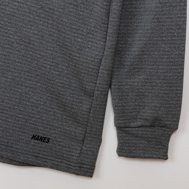 Hanes ヘインズ メンズ モックネック 長袖Tシャツ 裏フリース ブロックフリース 吸汗速乾 ストレッチ 保温 タグレス ロンT カットソー トップス インナー 防寒 秋冬 スポーツ M～LL トレーニング アクティブウェア 普段着 重ね着 Hanes MOVES