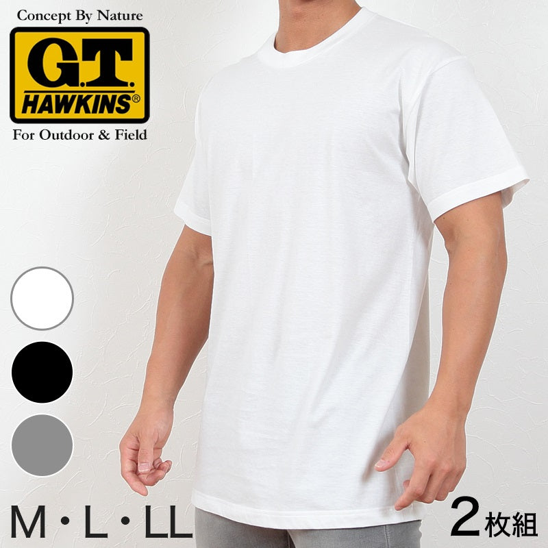 グンゼ Tシャツ メンズ 半袖 綿100% 2枚組 M～LL (下着 シャツ 綿 肌着 インナーシャツ クルーネック インナー 無地 GTホーキンス)