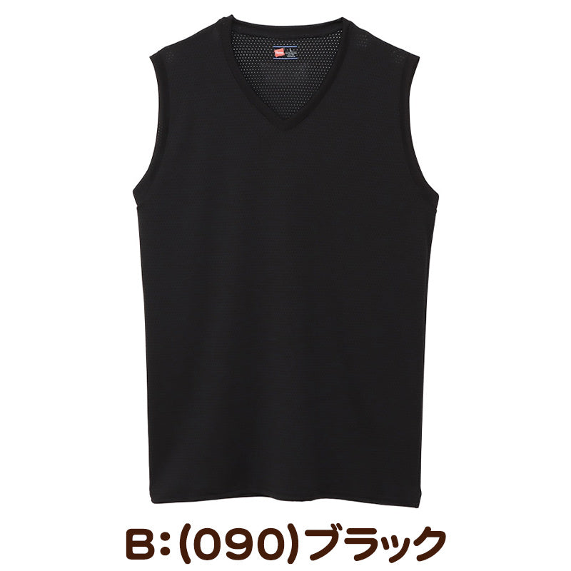 ヘインズ シャツ メンズ ノースリーブ Vネックシャツ 2枚組 3L～5L (Hanes 吸汗速乾 軽さらメッシュ 軽量ドライ 通気性 ハードスポーツ 大きいサイズあり 大きめ 3L 4L 5L)