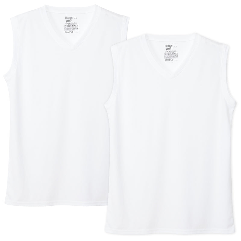 メンズ スリーブレスTシャツ 2枚組 メッシュ インナー ノースリーブ 吸汗速乾 抗菌防臭 タンクトップ 肌着 袖なし クルーネック 通気性 ドライ スポーツ トレーニング 3L～5L ランニング ジム 部屋干し 大寸 HANES