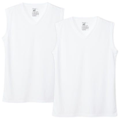 メンズ スリーブレスTシャツ 2枚組 メッシュ インナー ノースリーブ 吸汗速乾 抗菌防臭 タンクトップ 肌着 袖なし クルーネック 通気性 ドライ スポーツ トレーニング 3L～5L ランニング ジム 部屋干し 大寸 HANES