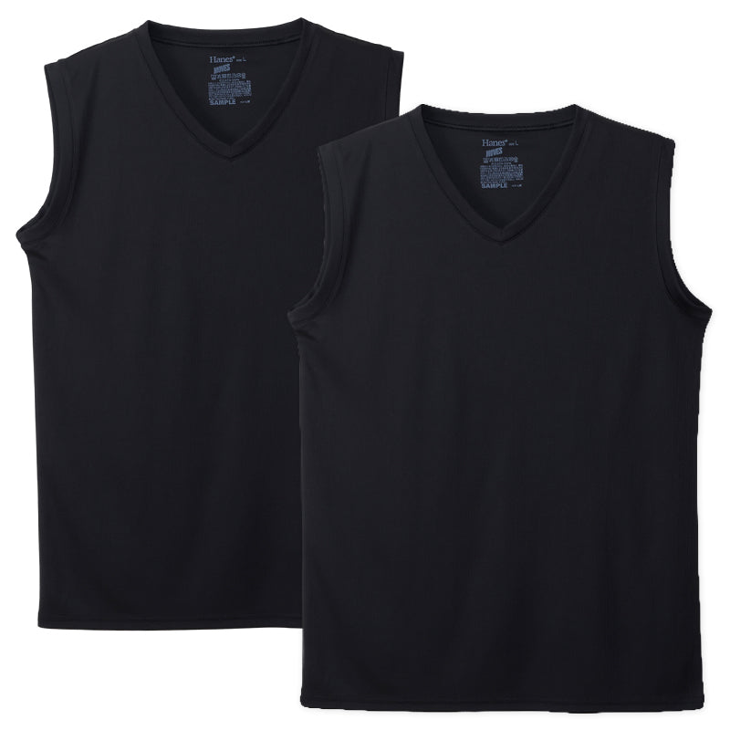 LYFT メッシュ タンクトップ スリーブレスシャツ ブラック L メンズ スリーブレスTシャツ 2枚組 メッシュ インナー ノースリーブ