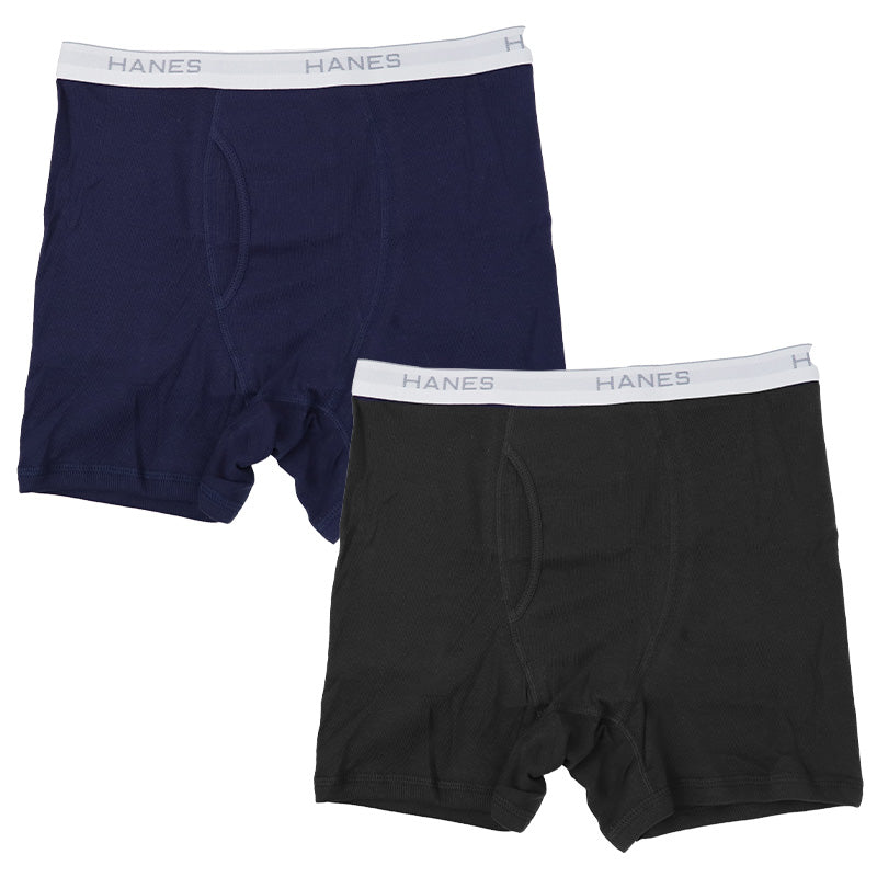 ボクサーパンツ メンズ Hanes ヘインズ ボクサーブリーフ 2枚組 綿混 ストレッチ 前開き インナー 下着 男性用 パンツ セット M～LL 柔らか フィット デイリー 無地 ブランド お得