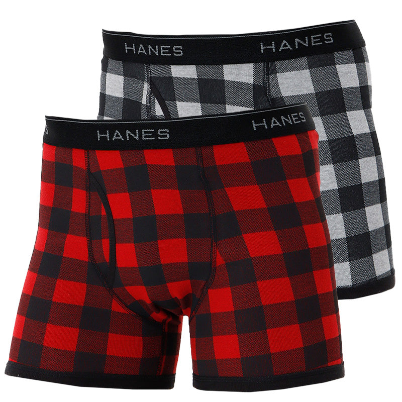 ボクサーパンツ メンズ Hanes ヘインズ ボクサーブリーフ 2枚組 綿混 ストレッチ 前開き インナー 下着 男性用 パンツ セット M～LL 柔らか フィット デイリー 無地 ブランド お得