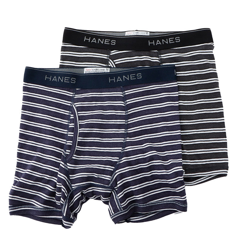 ボクサーパンツ メンズ Hanes ヘインズ ボクサーブリーフ 2枚組 綿混 ストレッチ 前開き インナー 下着 男性用 パンツ セット M～LL 柔らか フィット デイリー 無地 ブランド お得