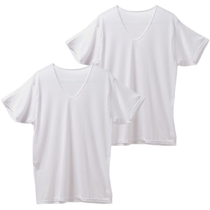 メンズ インナー 2枚組 半袖V首 シャツ 綿混 制菌加工 メッシュ Vネック M L LL 肌着 下着 Tシャツ 男性 紳士 ニオイ対策 通気性 白 黒 ホワイト ブラック 快適 肌ざわり デイリー 普段使い 洗い替え まとめ買い 春夏 ベタつきにくい 汗対策