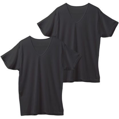 メンズ インナー 2枚組 半袖V首 シャツ 綿混 制菌加工 メッシュ Vネック M L LL 肌着 下着 Tシャツ 男性 紳士 ニオイ対策 通気性 白 黒 ホワイト ブラック 快適 肌ざわり デイリー 普段使い 洗い替え まとめ買い 春夏 ベタつきにくい 汗対策