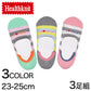 Healthknit スニーカーインソックス レディース 靴下 3足組 23-25cm (ソックス 浅ばき フットカバー 女性 綿 セット 柄 滑り止め)