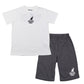 キッズ パジャマ 半袖 半ズボン 男の子 カンゴール 130 140 150 160 cm 子供 春 夏 ルームウェア 部屋着 上下セット セットアップ ジュニア 子供服 黒 ブラック 白 ホワイト (在庫限り)