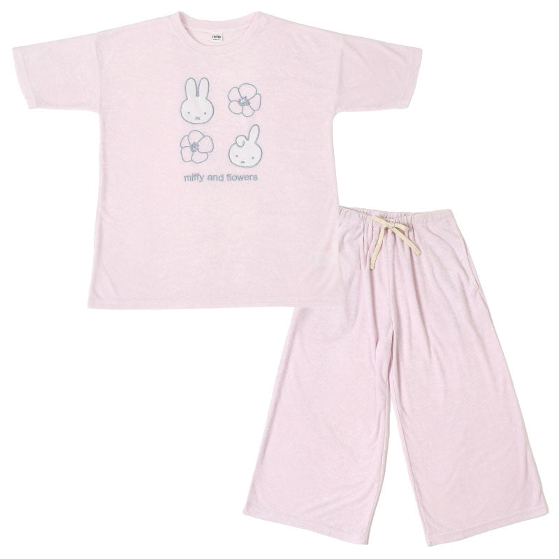 ミッフィー 夏 パジャマ レディース 大人 半袖 7分丈パンツ パイル生地 M L LL miffy 70th 70周年 七分丈 部屋着 服 ルームウェア ホームウェア セットアップ 春 夏 可愛い おしゃれ 母の日 プレゼント ギフト