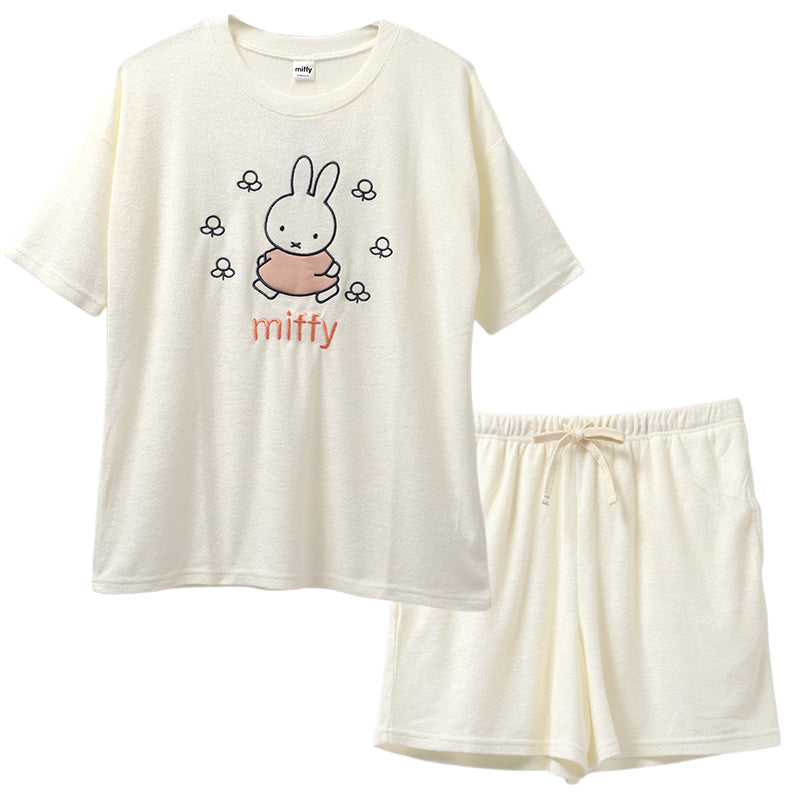 ミッフィー 夏 パジャマ レディース 半袖 大人 パイル生地 M L LL miffy 70th 70周年 ショートパンツ 短パン 部屋着 服 ルームウェア ホームウェア セットアップ 春 夏 可愛い おしゃれ 母の日 プレゼント ギフト