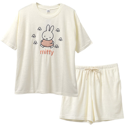 ミッフィー 夏 パジャマ レディース 半袖 大人 パイル生地 M L LL miffy 70th 70周年 ショートパンツ 短パン 部屋着 服 ルームウェア ホームウェア セットアップ 春 夏 可愛い おしゃれ 母の日 プレゼント ギフト