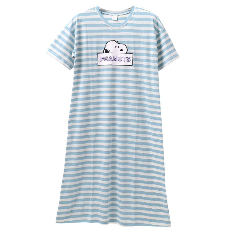 スヌーピー ルームワンピ　ワンピース 半袖 パジャマ 夏 大人 薄手 涼しい レディース M L LL snoopy ピーナッツ peanuts 薄手 部屋着 服 ルームウェア ホームウェア 快眠パジャマ 春 夏 ゆったり 可愛い おしゃれ 母の日 プレゼント ギフト
