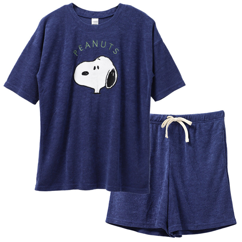 スヌーピー 夏 パジャマ レディース 半袖 ショートパンツ 大人 パイル生地 M L LL snoopy ピーナッツ peanuts 短パン 部屋着 服 ルームウェア ホームウェア セットアップ 春 かわいい 可愛い おしゃれ 母の日 プレゼント ギフト